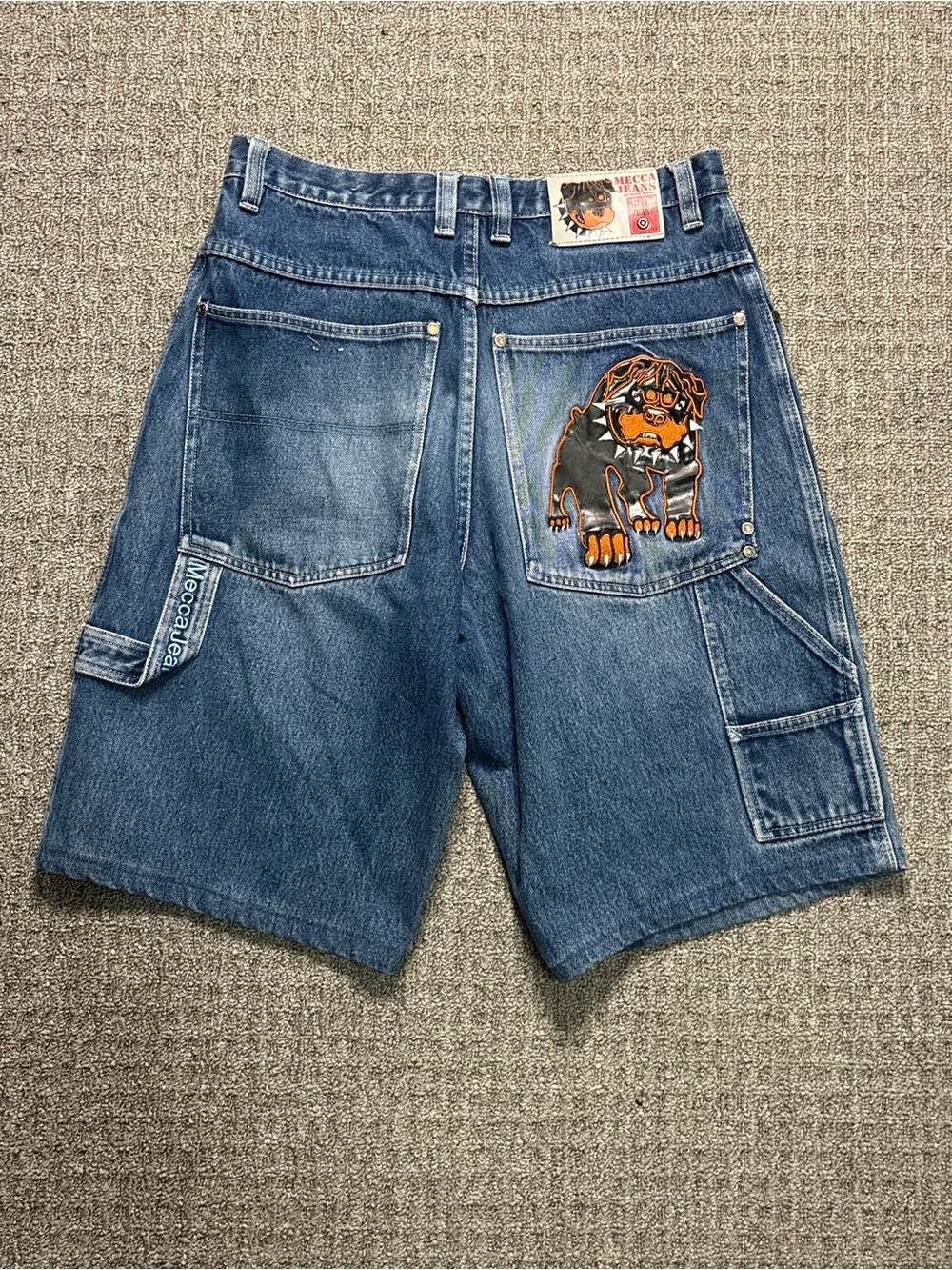 Y2K 2000s style Embroidered Mecca Carpenter Jean Shorts | $80